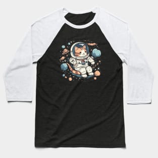 Cute Astronaut Floating In Space Baseball T-Shirt